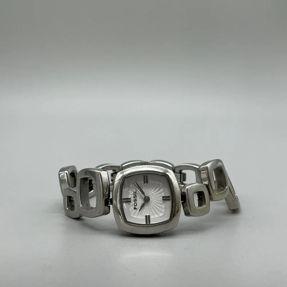 Fossil ES1869 Womens Watch 22mm Stainless Square Link New Battery 7.5